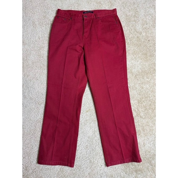 bill blass Denim - Vintage Bill Blass Jeans Womens 12 Red Straight Leg High Rise 90s Denim Pants
